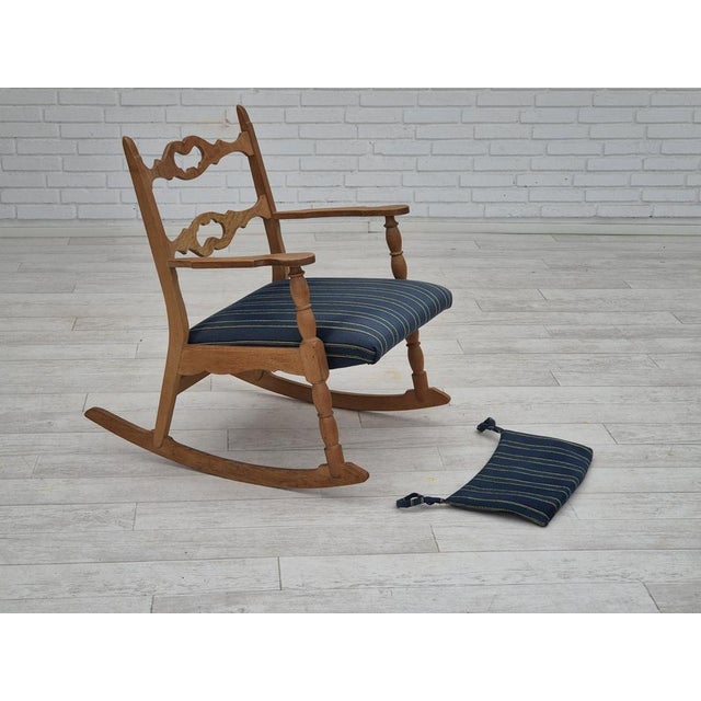 Set of Danish Oak Rocking Chair with Footstool, 1960s For Sale - Image 16 of 18