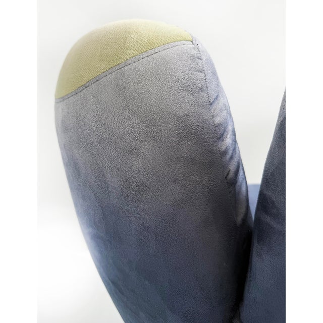 Late 20th Century Original Blue Vintage Ballpark Upholstered Hand Lounge Chair For Sale - Image 9 of 9