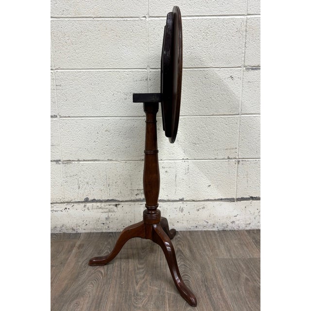 Antique 19th Century Mahogany Tilt Top Tea Occasional Pedestal Tripod Table For Sale - Image 4 of 11
