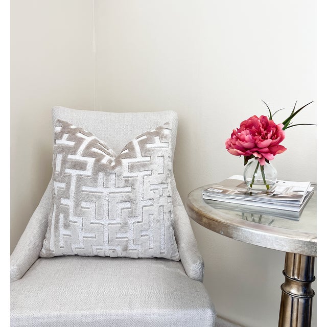 Textile Pearl Myriad Velvet Throw Pillow With Feather Down Insert For Sale - Image 7 of 9