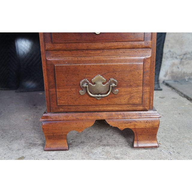1970s Mid Century Cherry American Colonial Style Kneehole Office Writing Desk 47" For Sale - Image 12 of 12