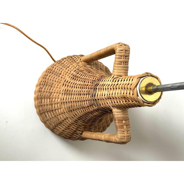 Large Mid-Century Handmade Floor Lamp in Rattan, 1960s For Sale - Image 11 of 16