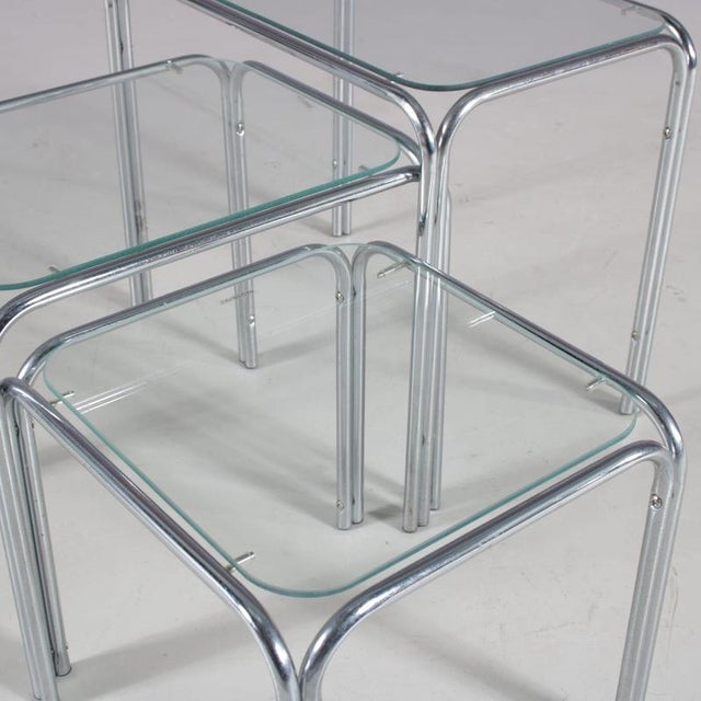 Glass Nesting Tables, Netherlands, Set of 3 For Sale - Image 7 of 7