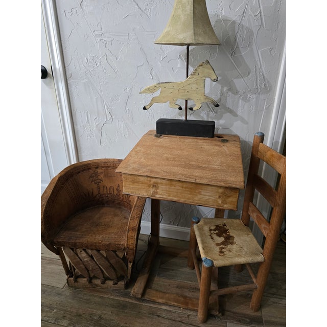 Vintage Folk Art Adjustable Wooden Running Horse Weathervane Lamp For Sale - Image 9 of 11