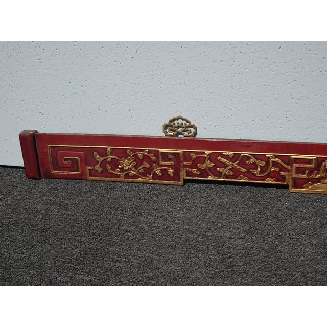 Vintage Oriental Asian Hanging Wall Decor ~ Decorative Red Carved Accent #1 For Sale - Image 4 of 15