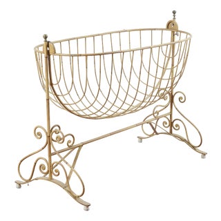 Vintage Wrought Iron Cradle, 1920s For Sale