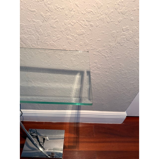 1970s Italian Postmodern Chrome & Glass Floor Swing Arm Adjustable Lamp With Pharmacy Shade and Relco Milano Dimmer For Sale In Miami - Image 6 of 12