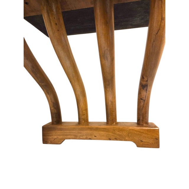 1960s Figured Wood Grain and Brass-Trimmed, Curved Leg Bench, Seat, Low Dining Zataku Table/Kotatsu, For Sale - Image 16 of 17