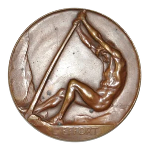 Josuë Dupon Art Deco Bronze "Royal Air Club of Belgium" Medallion c.1930