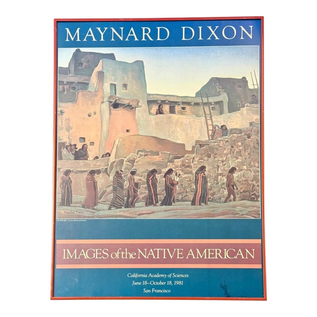 Maynard Dixon 1981 Framed Museum Exhibition Poster Southwestern Pueblo Art-Boho For Sale