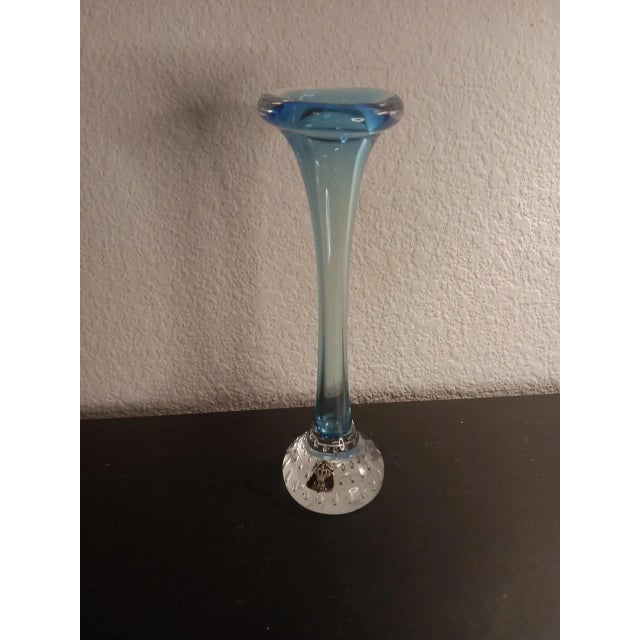 1980s 1980s Aseda Glasbruk Sweden Aqua Bud Vase For Sale - Image 5 of 6