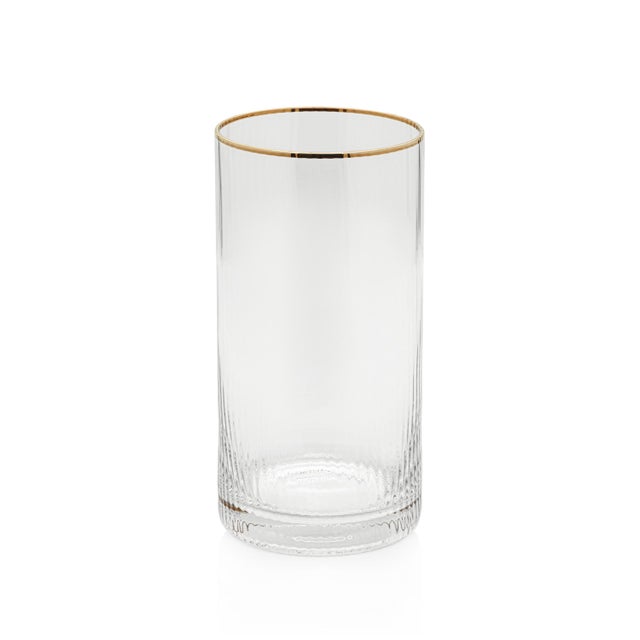 Update your glassware collection with the classic and simple Optic Highball Glasses. Featuring clear glass with gold rim,...