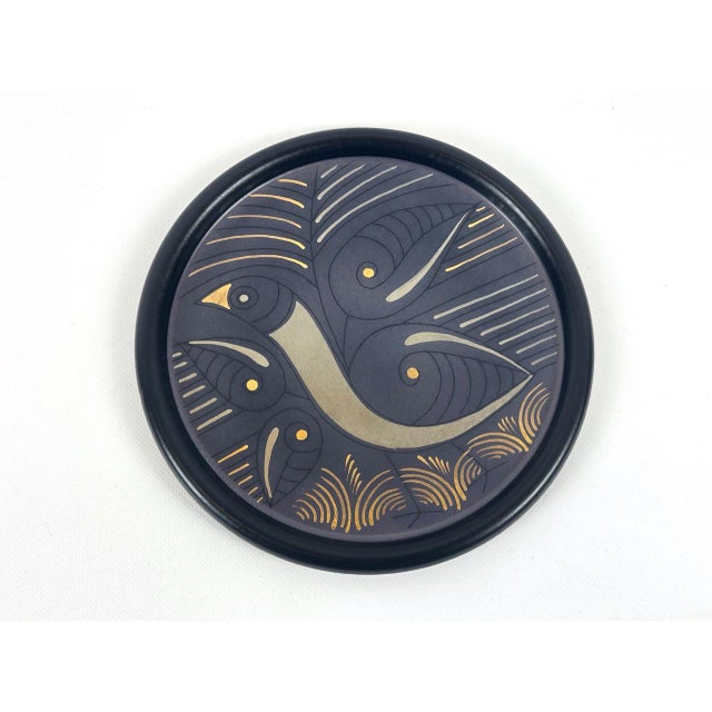 Black Vintage German Gilt and Platinum-Plated Ceramic Plate from KMK Keramik Manufaktur Kupfermühle, 1970s For Sale - Image 8 of 8