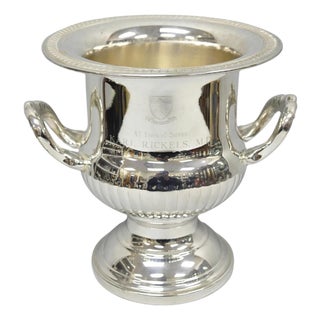 Vintage Silver Plated Trophy Cup Urn Champagne Chiller Ice Bucket Engraved For Sale