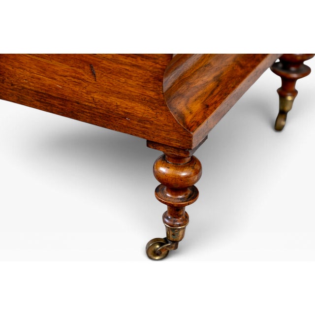 Antique English Victorian Pierced Burl Walnut Music Canterbury For Sale - Image 11 of 11