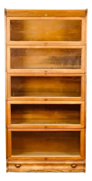 Antique Arts and Crafts Oak Wood Five-Stack Barrister Bookcase by Lundstrom
