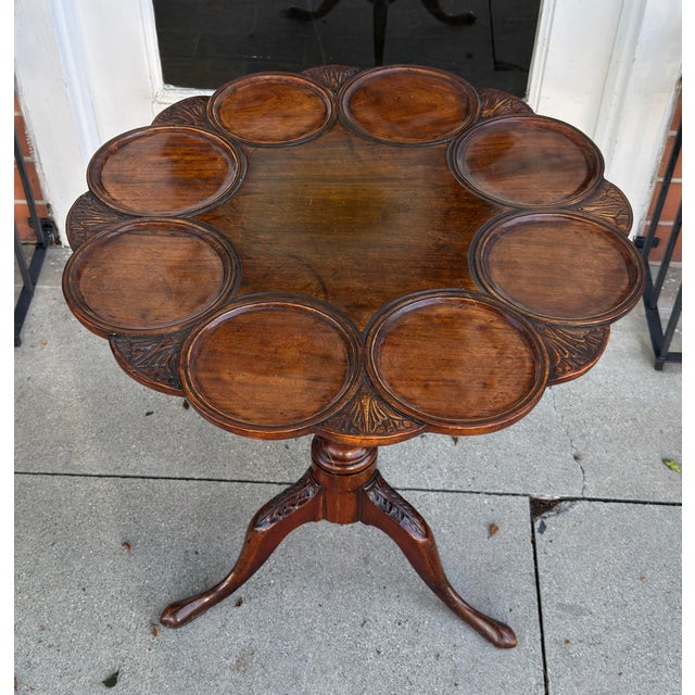 Wood Antique 18c George III Style Carved Mahogany Tilt Top Supper Table For Sale - Image 7 of 7