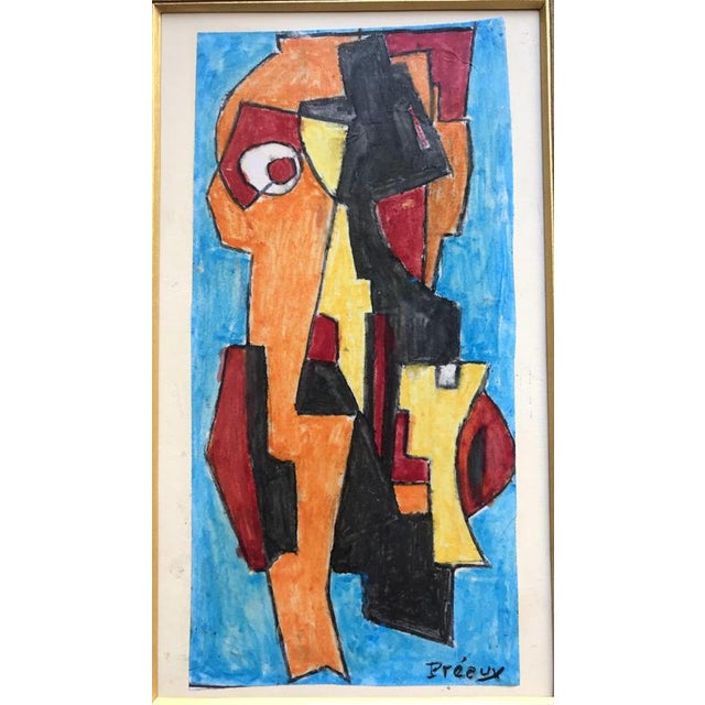 Raymond Preux known as the AGENT, Totem, Varnished Gouache For Sale - Image 5 of 5