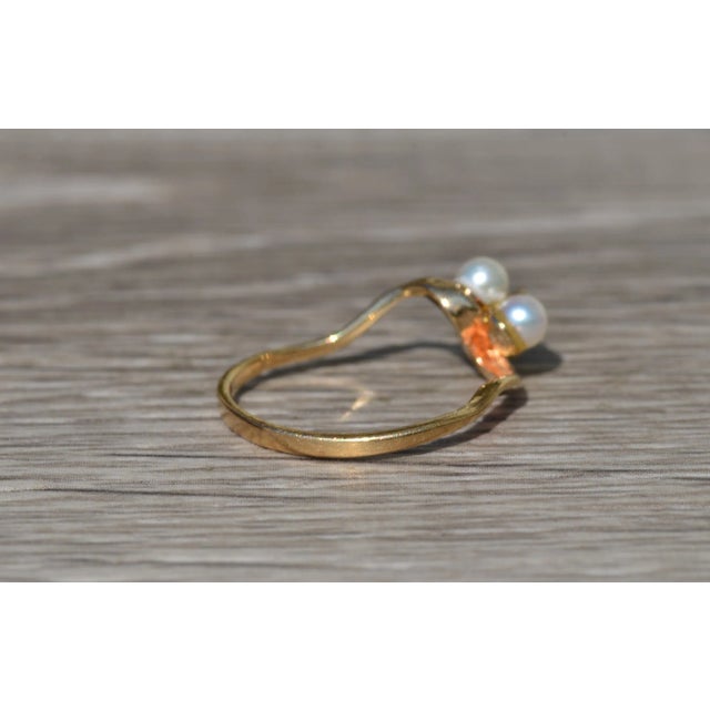 The Ellison: Ladies Vintage Pearl and Diamond Ring in 10K For Sale - Image 4 of 8