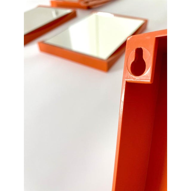 Orange German Orange Plastic Wall Cabinet with 4 Mirrors, Coat Racks & Shelves, 1960s, Set of 14 For Sale - Image 8 of 11