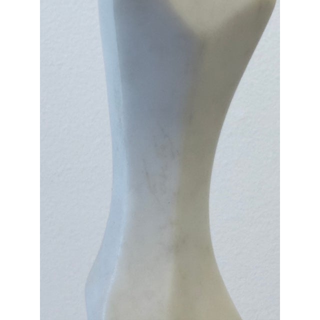 White Fatima Fontes Abstract Carrara Marble Sculpture on Granite Base, Brazil 1990s For Sale - Image 8 of 13