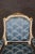Wood French Carved Painted and Gilded Armchairs Blue Silk - A Pair For Sale - Image 7 of 12