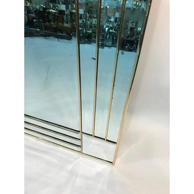 Modern Modernist Brass Framed Wall Mirror For Sale - Image 3 of 7
