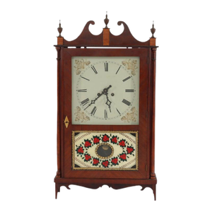 Vintage Seth Thomas School Pillar & Scroll Mantle Clock, Reverse Painted Panel