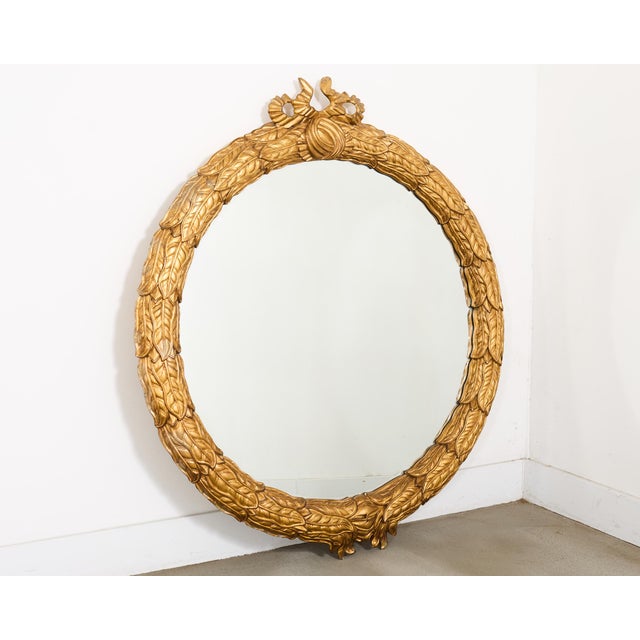 Neoclassical Large Ferguson Copeland Giltwood Lauren Wreath Mirror 4 Ft For Sale - Image 3 of 17