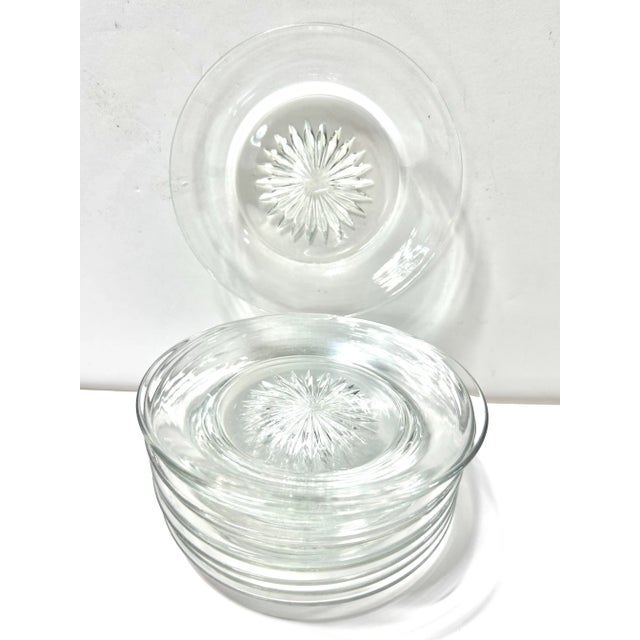 Glass Vintage Heisey Crystal Starburst Dessert Plates, Set of 10 For Sale - Image 7 of 9