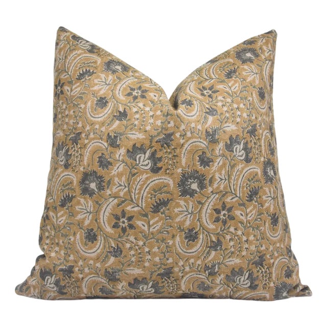 Handmade Block Print Decorative Cushion Cover Thick Linen 14x36 Inch - Kundanvan For Sale