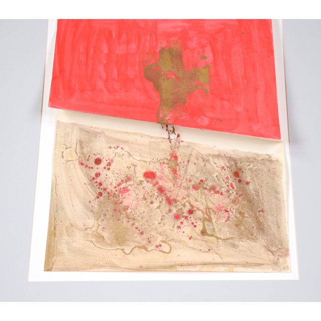Red Folded Red and Gold Abstract Expressionist Composition in Acrylic on Paper by Ricardo De Silva For Sale - Image 8 of 8