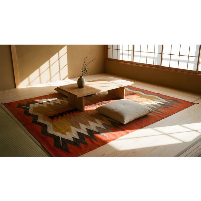 1920s Multi Tribal Geometric Antique Flatweave Native American Wool Navajo Rug For Sale - Image 9 of 11