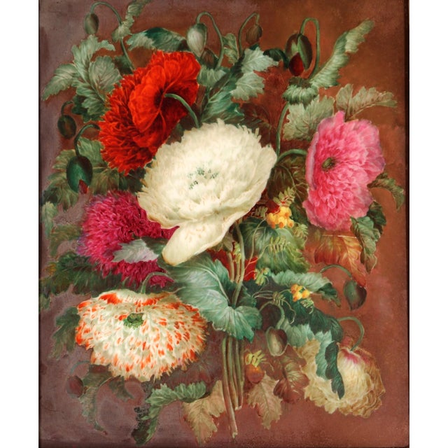 English Porcelain Botanical Plaque of Double Poppies, Attributed to Derby, Circa 1825 For Sale In Philadelphia - Image 6 of 9