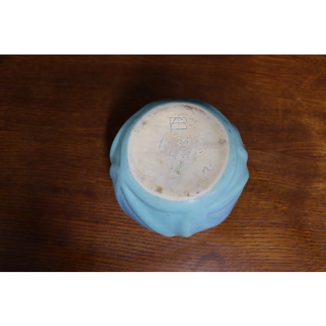 Blue Van Briggle Art Pottery Sculptural Leaf Vase For Sale - Image 8 of 10