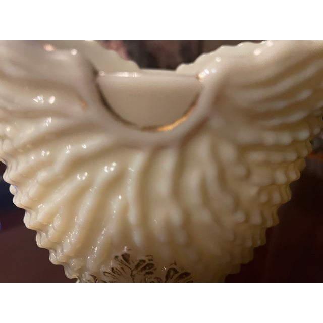 1900 Rare Northwood Argonaut Shell Custard Glass Covered Sugar Bowl Gilt Accents For Sale - Image 14 of 15