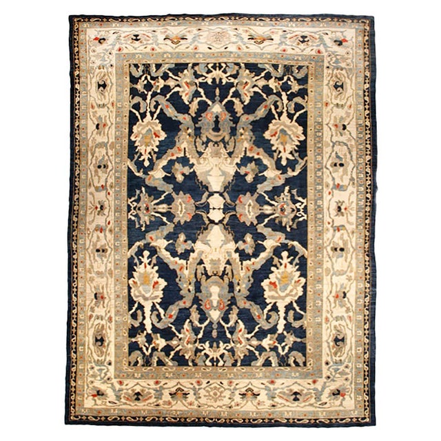 Persian Sultanabad Wool 12x17 Navy Blue, Taupe & Ivory Handmade Area Rug #1140581