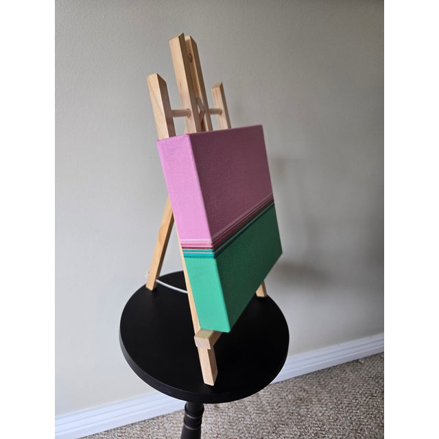 Contemporary Pink & Mint Green Abstract Acrylic Painting For Sale - Image 3 of 4
