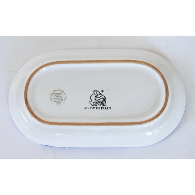 Vintage Mario Sambuco Italian Blue & White Ceramic Trinket Tray For Sale In Milwaukee - Image 6 of 7