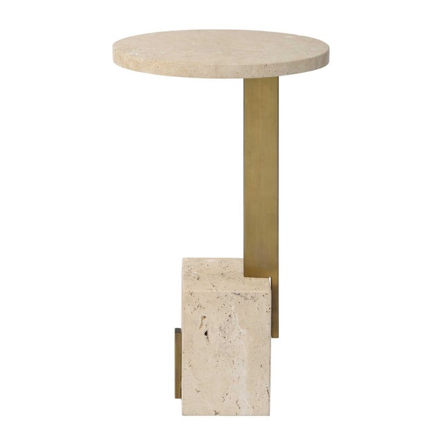 Feranno Travertine Accent Table For Sale In Chicago - Image 6 of 9
