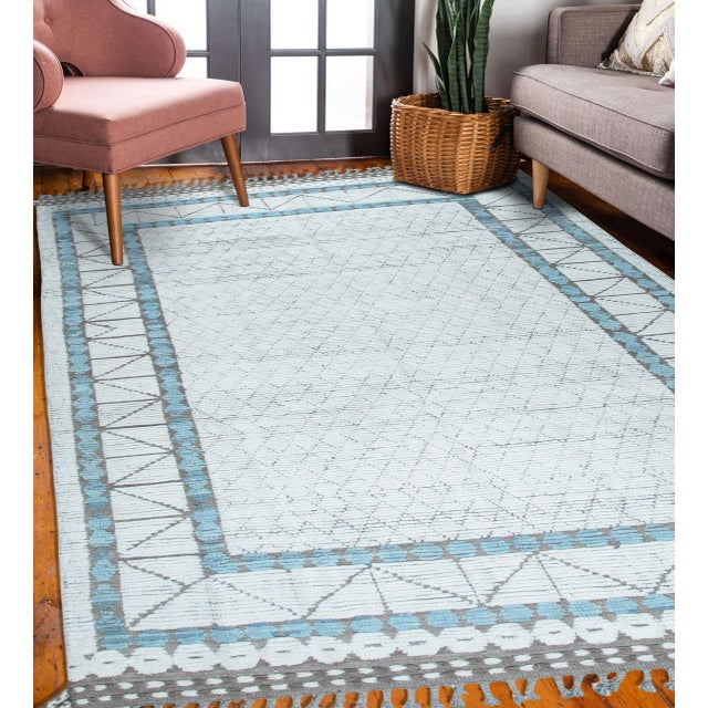 2020s 6x9 Cream Soft Wool Pile Hand-Knotted Contemporary Modern Berber Carpet Rug For Sale - Image 5 of 8