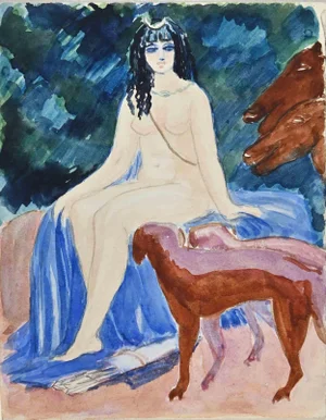 Diana Goddess, Original Drawing, Early 20th-Century