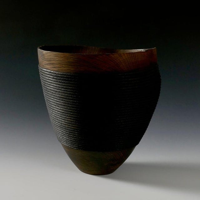 Not Yet Made - Made To Order Rope Bowl in Evergreen Oak and Oxides Wood by Yann Marot For Sale - Image 5 of 10
