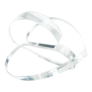 Thick Clear Lucite Interlocking Hearts Sculpture by Miami Artist Michael Gitter