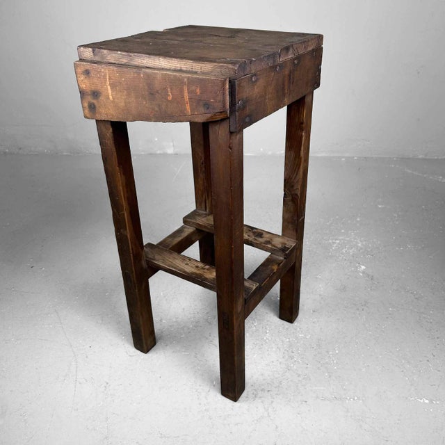 Japanese Wooden Stool, 1930s For Sale - Image 9 of 14