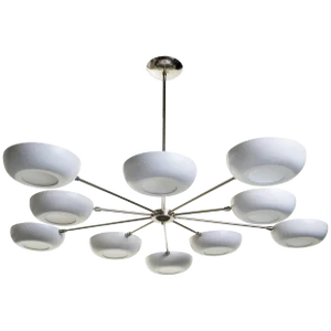 Stilnovo Style White Enameled Sputnik Chandelier