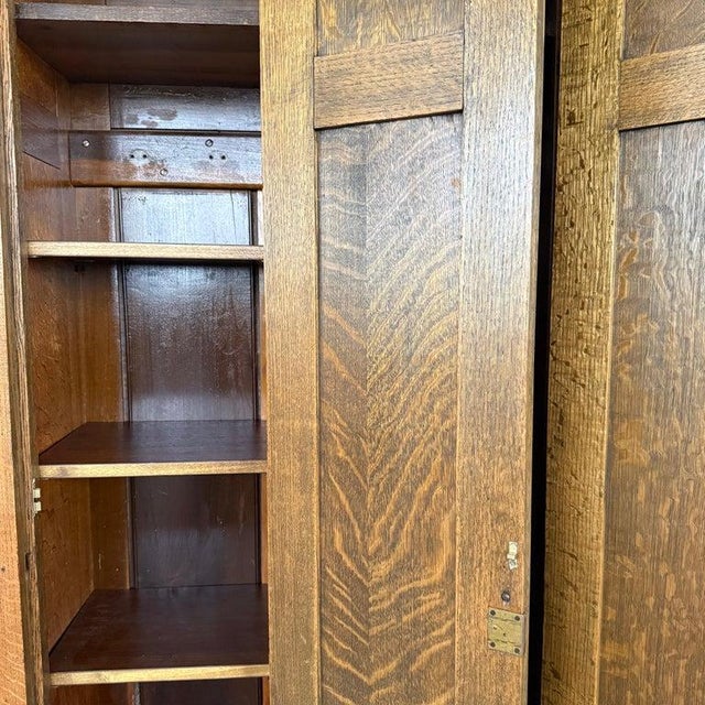 Antique Eastlake Three Part Oak Wardrobe Lockers Cabinet For Sale - Image 11 of 11