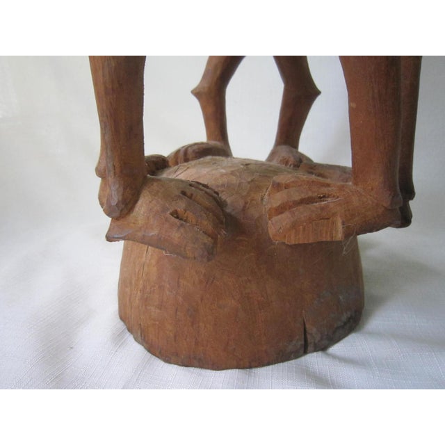 Primitive African Wood Sculpture Carving Tribal Men For Sale - Image 6 of 6