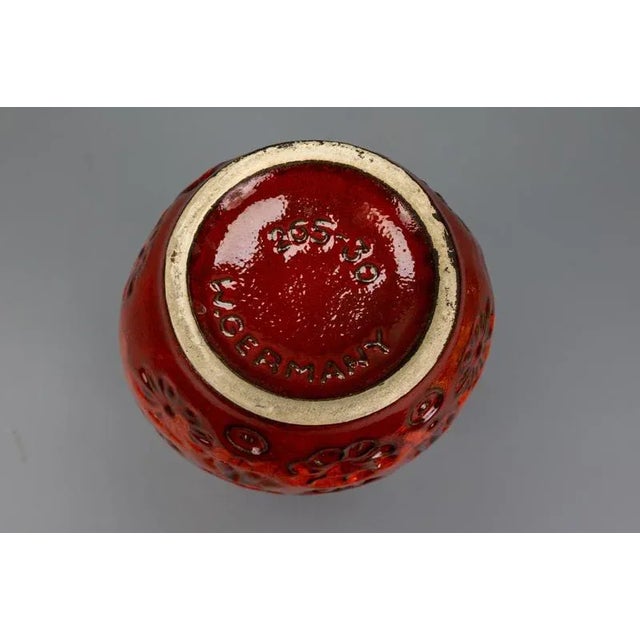 Mid-Century Fat Lava Red Glazed Ceramic Vase from Bay Keramik, W. Germany, 1970s For Sale - Image 12 of 15