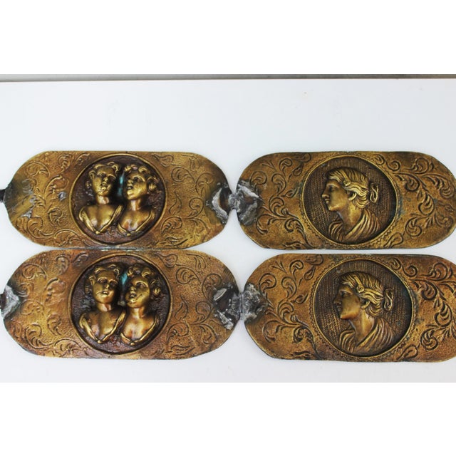 Italian Neoclassical Bronze Furniture Mounts with Cherub and Cameo Medallions, 1900s, Set of 4 For Sale - Image 10 of 12